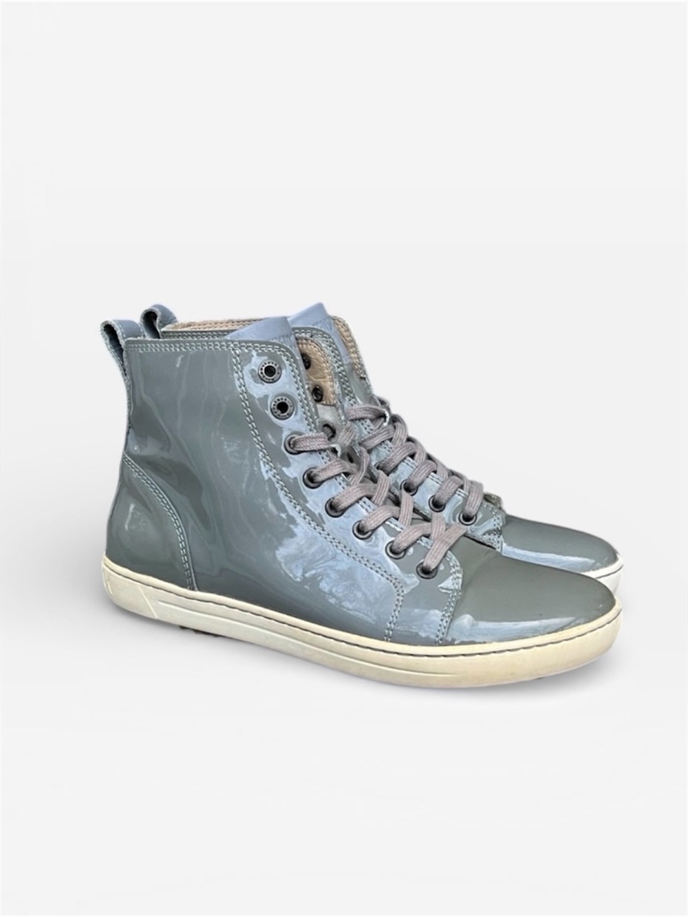 Birkenstock Bartlett Patent Leather Mid Top Sneaker in Gray Size EU 36